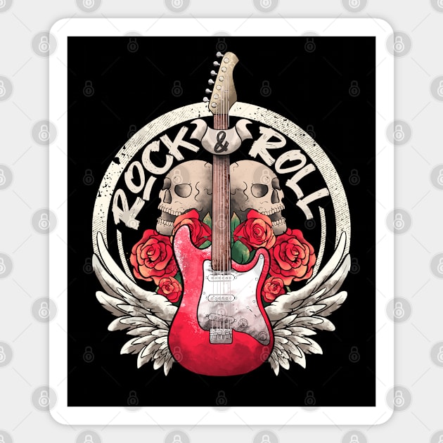 Lets Rock Rock&Roll Skeleton Hand Vintage Retro Rock Concert Magnet by MerchBeastStudio